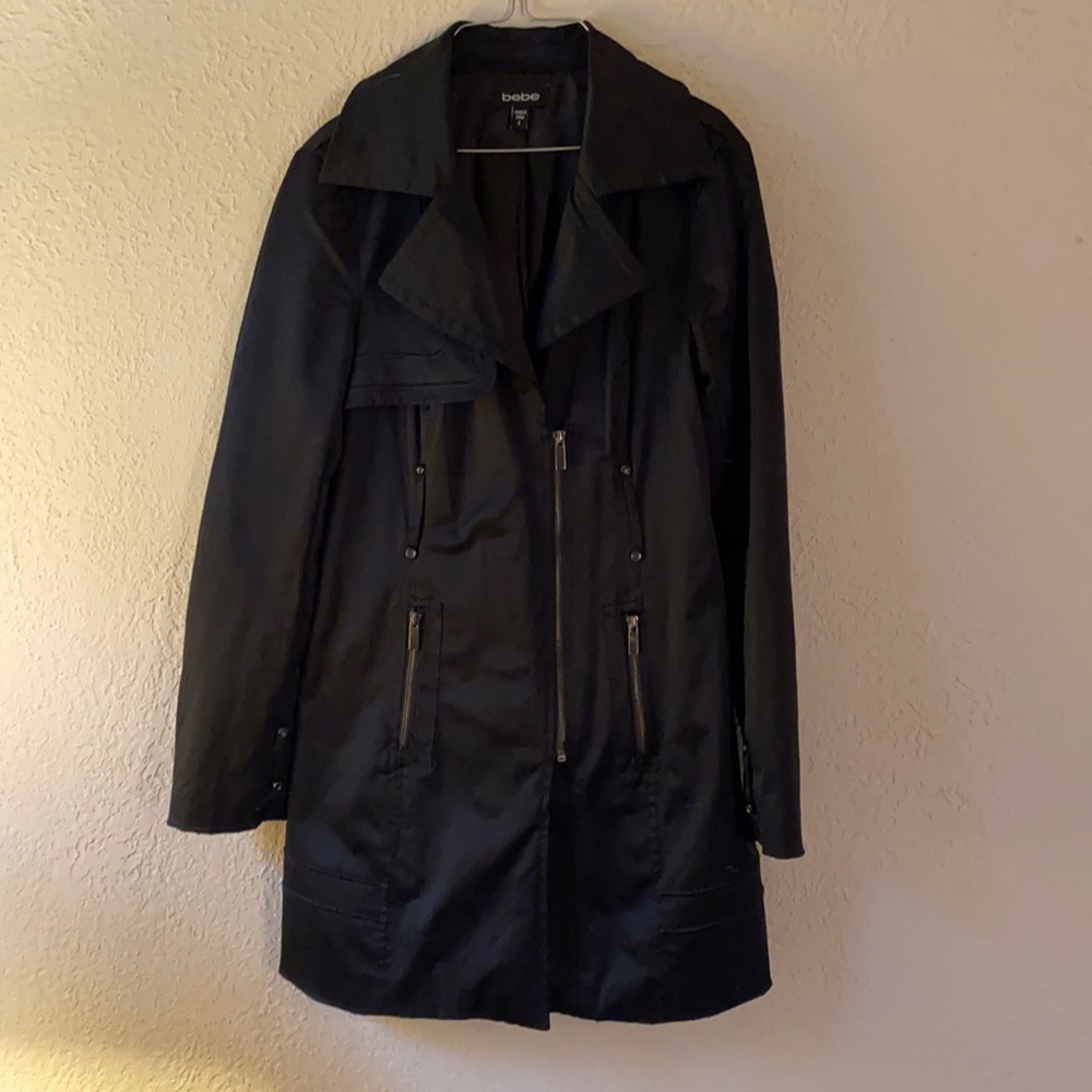 Bebe black above knee jacket